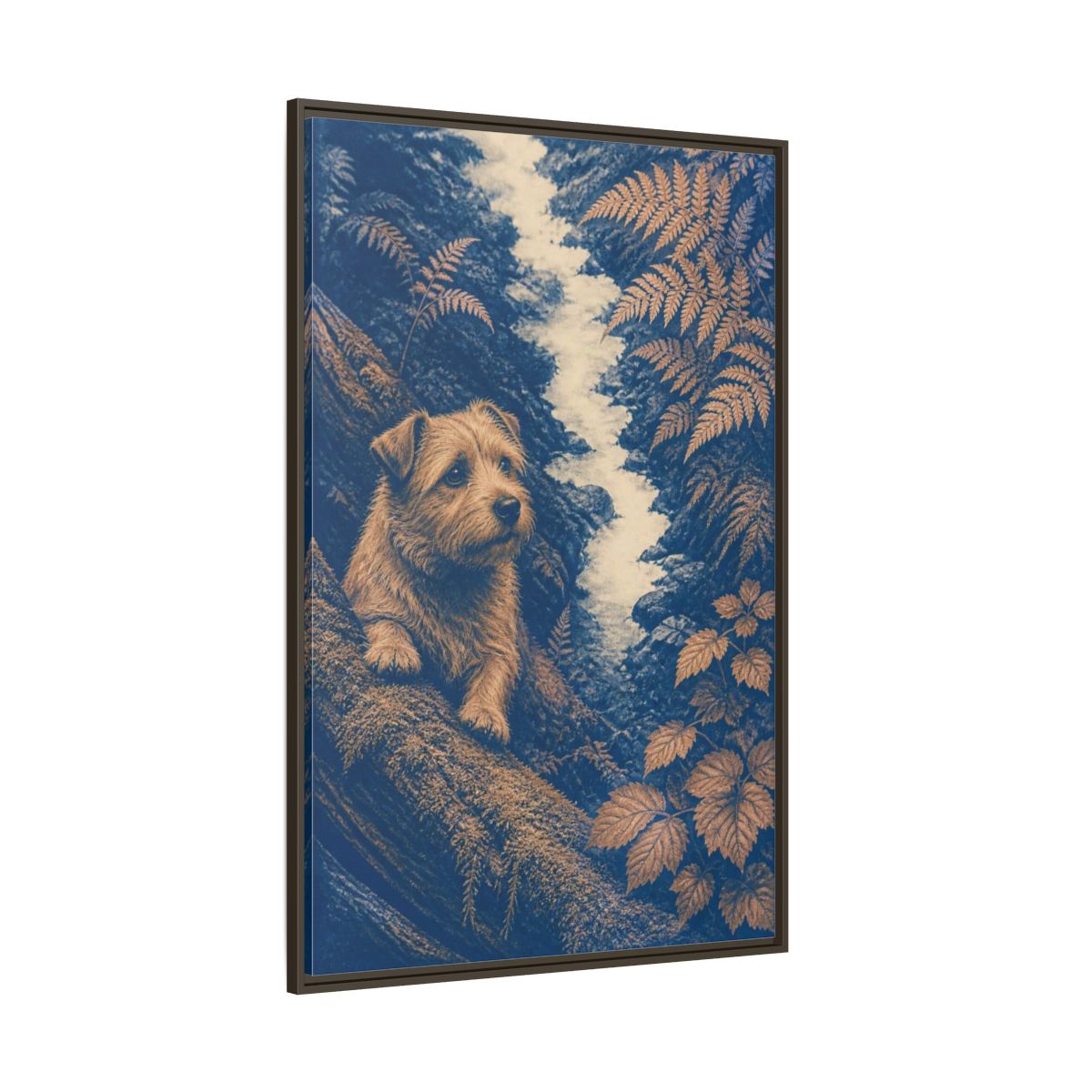 Side Mockup 8. Norfolk Terrier Pet Portrait shown as framed canvas print