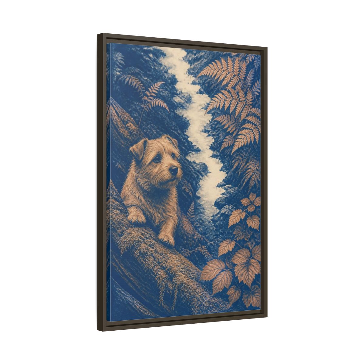 Side Mockup 11. Norfolk Terrier Pet Portrait shown as framed canvas print