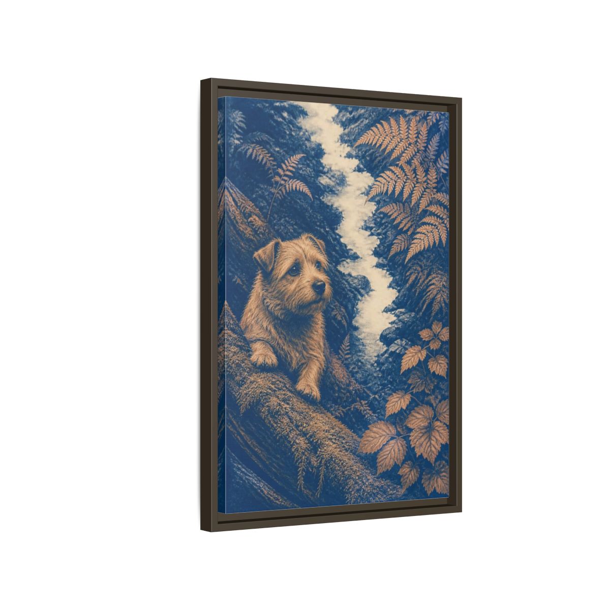 Side Mockup 2. Norfolk Terrier Pet Portrait shown as framed canvas print