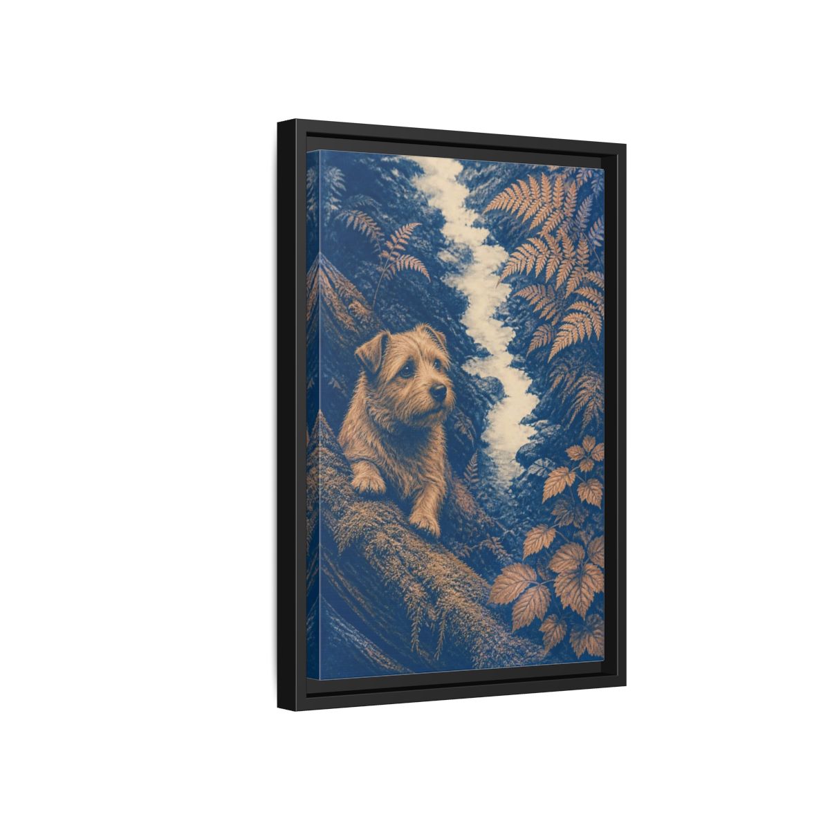 Side Mockup 6. Norfolk Terrier Pet Portrait shown as framed canvas print
