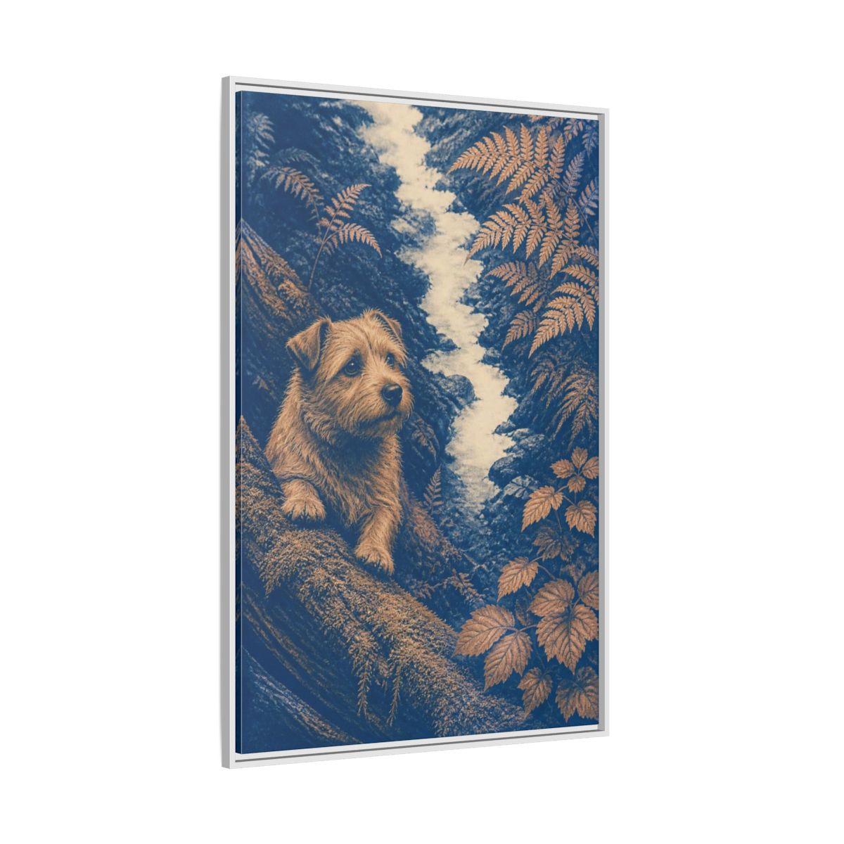 Side Mockup 7. Norfolk Terrier Pet Portrait shown as framed canvas print