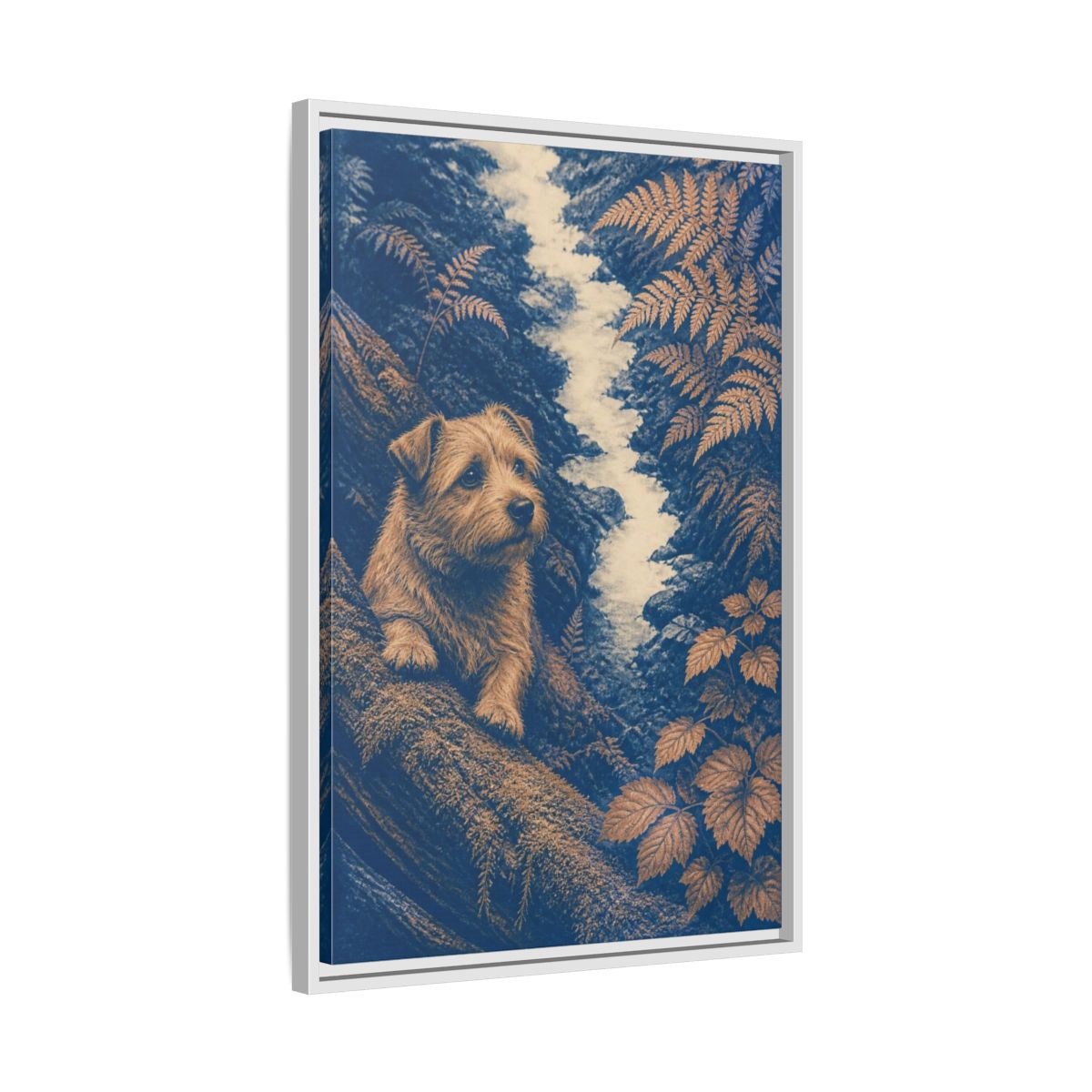 Side Mockup 10. Norfolk Terrier Pet Portrait shown as framed canvas print