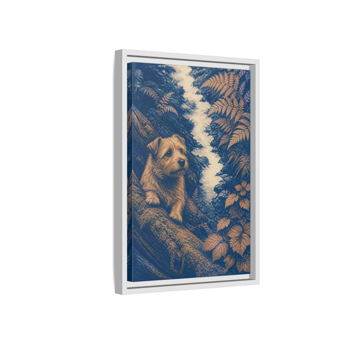 Side Mockup 4. Norfolk Terrier Pet Portrait shown as framed canvas print