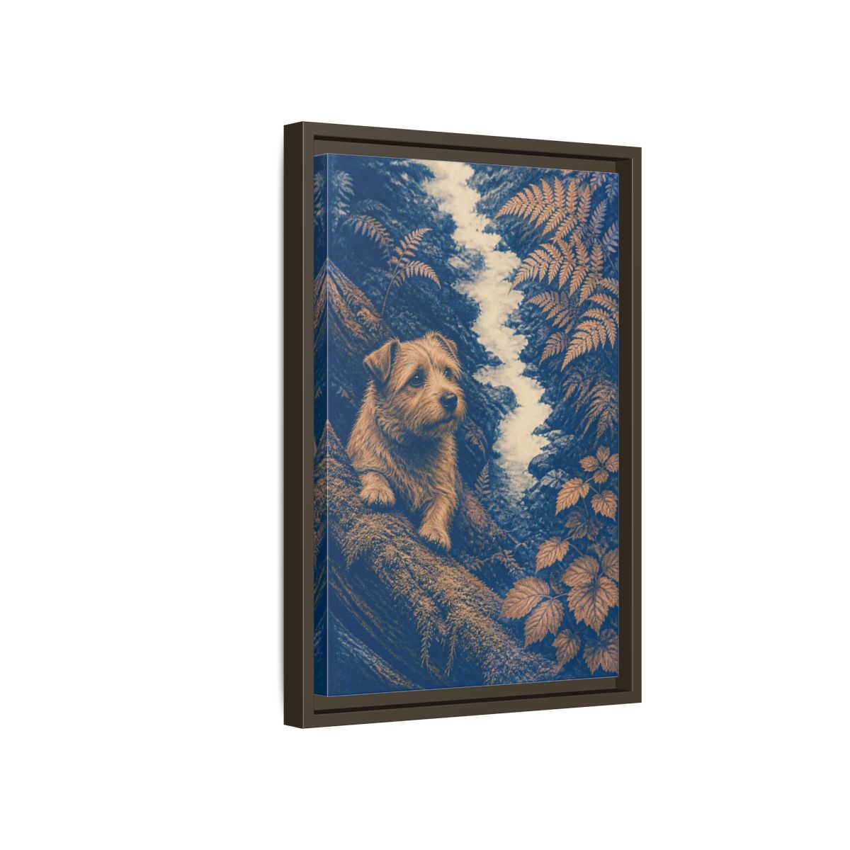 Side Mockup 5. Norfolk Terrier Pet Portrait shown as framed canvas print