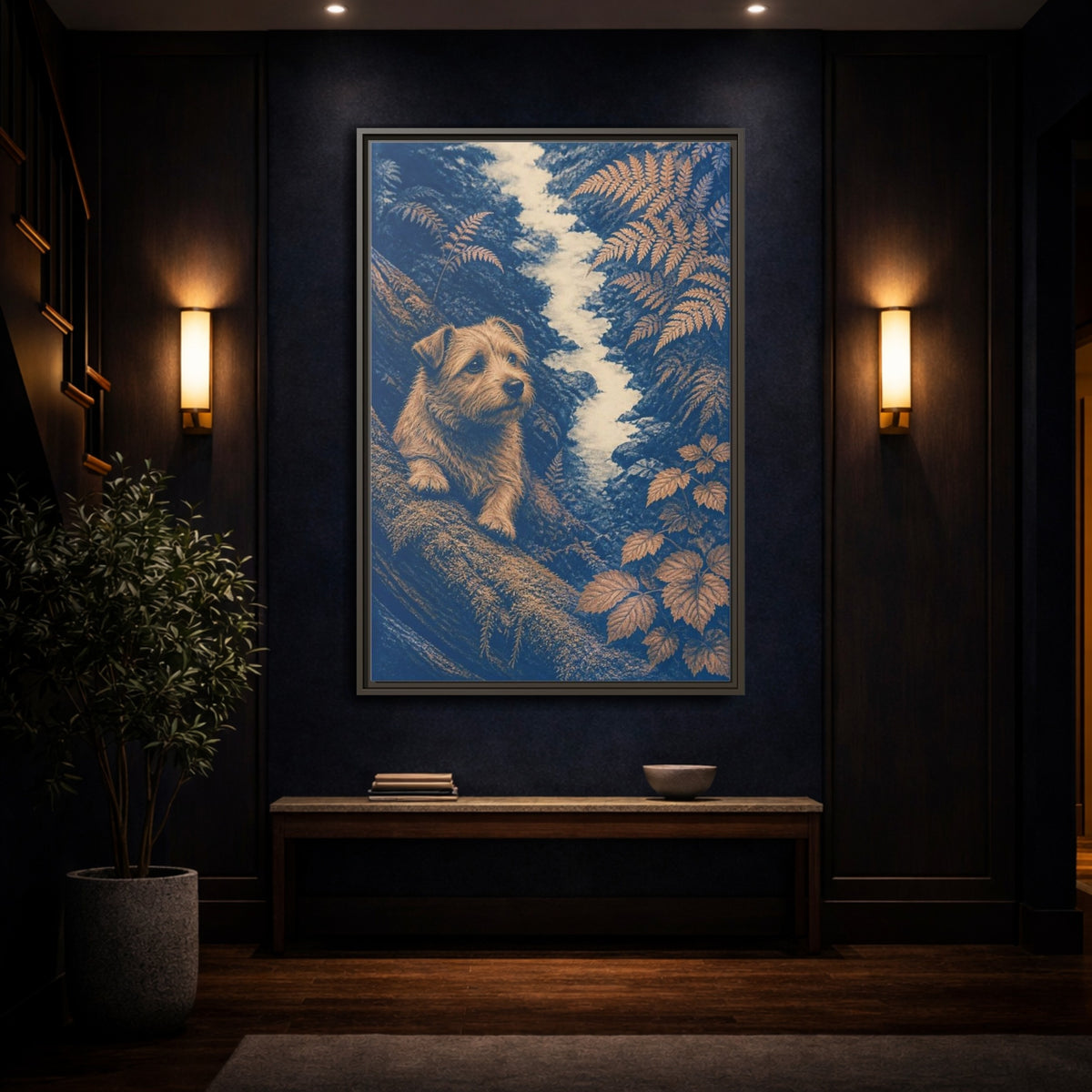 Mockup 4. Norfolk Terrier Pet Portrait shown as framed canvas print