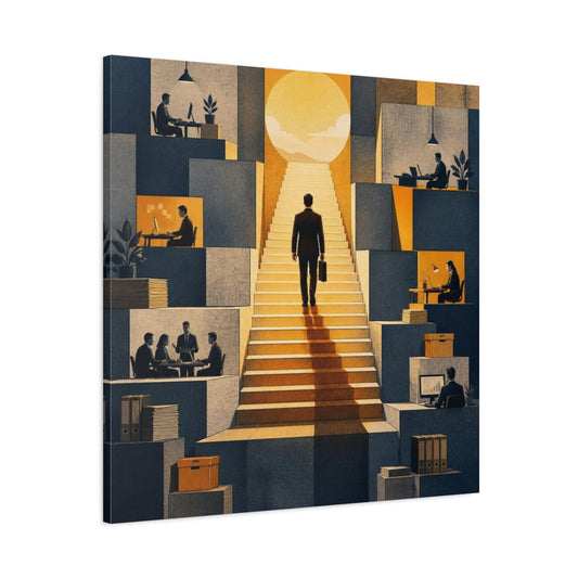 Main Mockup. Office Ascent Businessman shown as canvas print