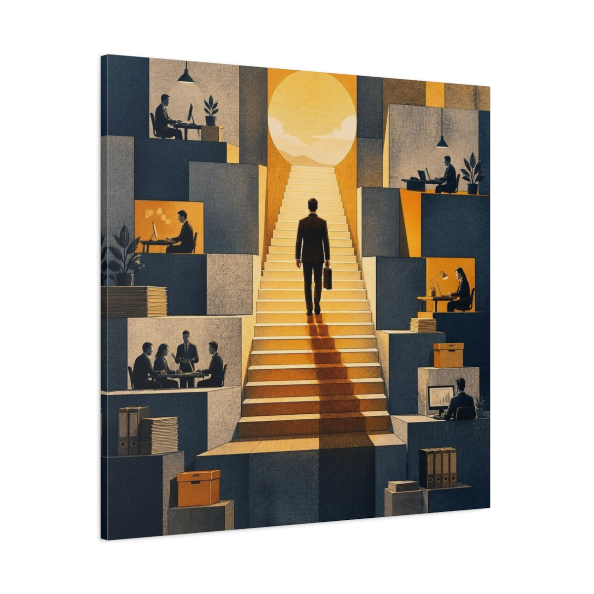 Side Mockup 1. Office Ascent Businessman shown as canvas print