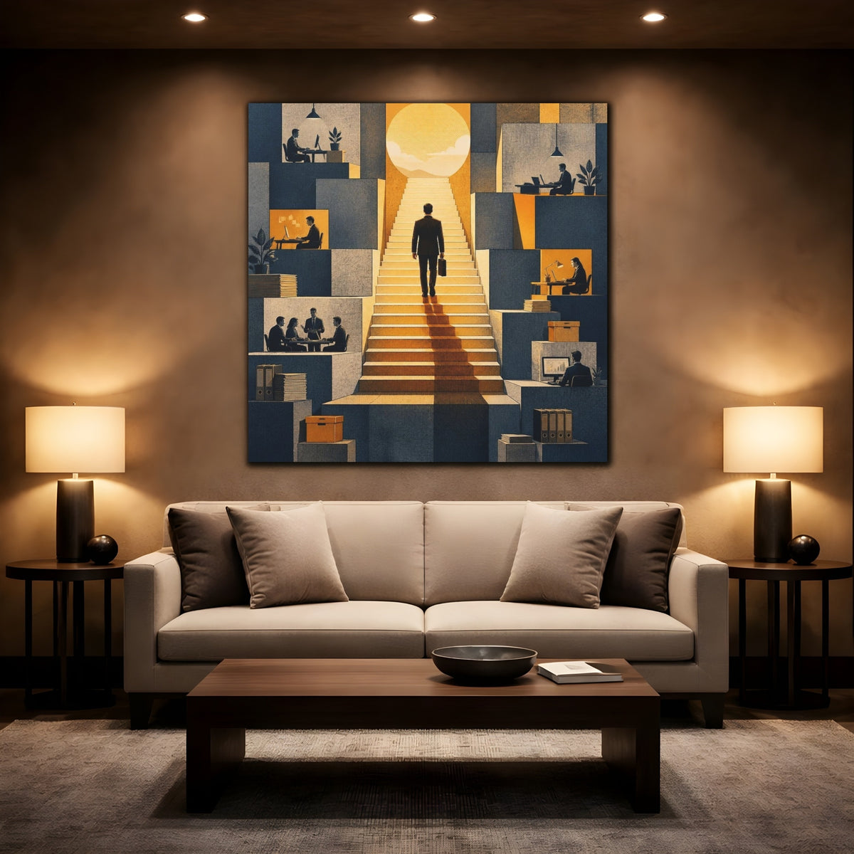 Mockup 2. Office Ascent Businessman shown as canvas print