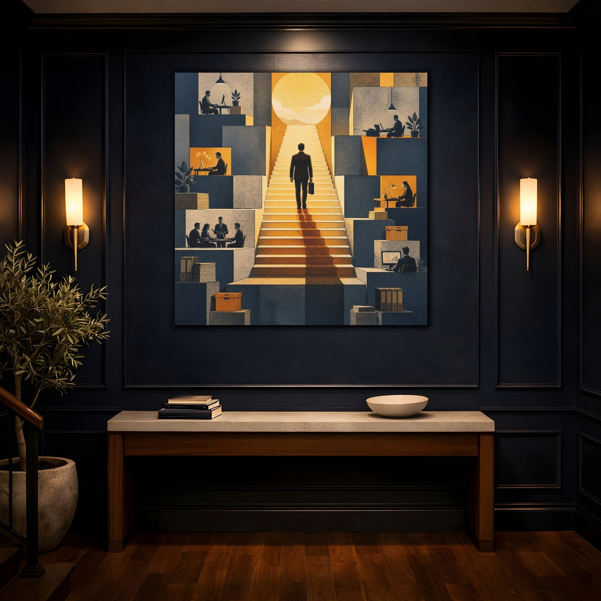 Mockup 4. Office Ascent Businessman shown as canvas print