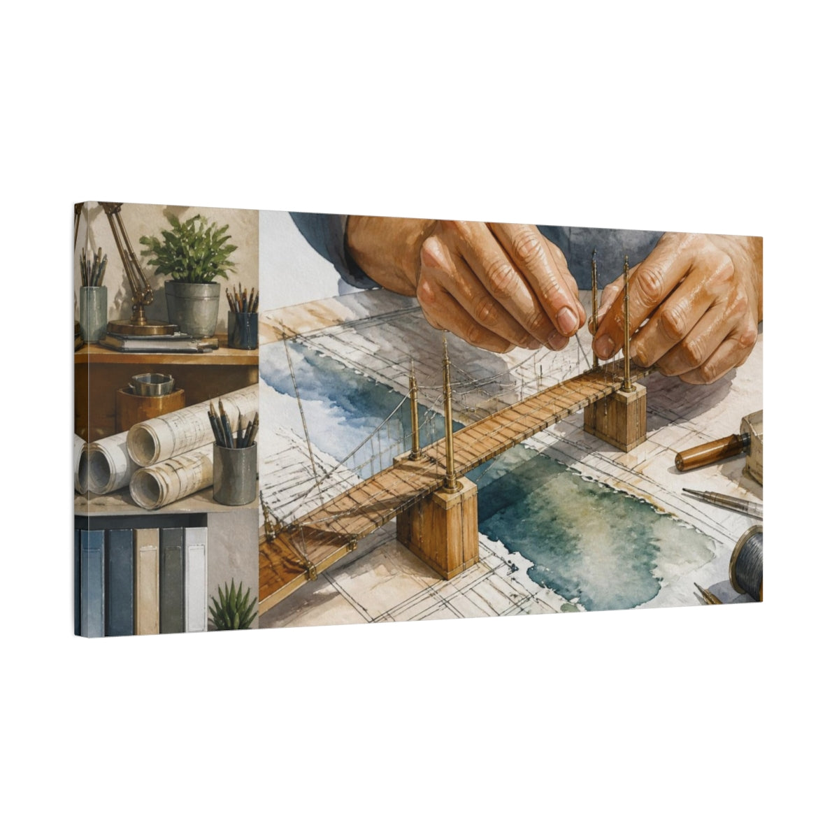 Side Mockup 1. Office Bridge Model shown as canvas print