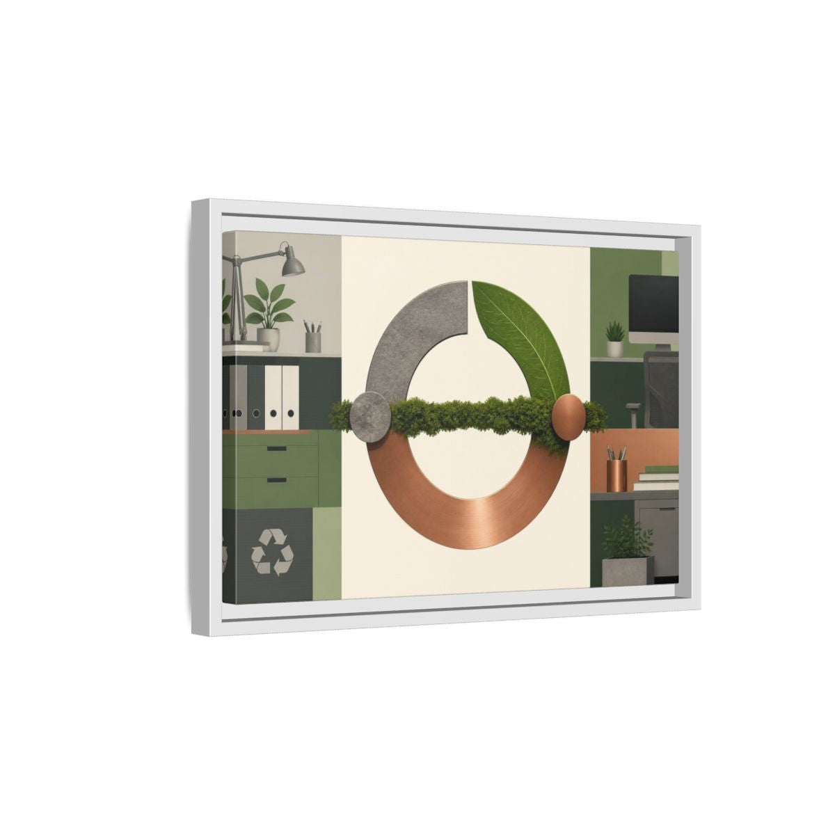 Side Mockup 4. Office Copper Cycle shown as framed canvas print