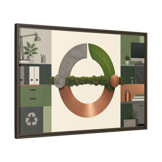 Main Mockup. Office Copper Cycle shown as framed canvas print