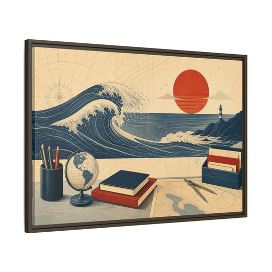 Main Mockup. Office Curling Wave Chart shown as framed canvas print