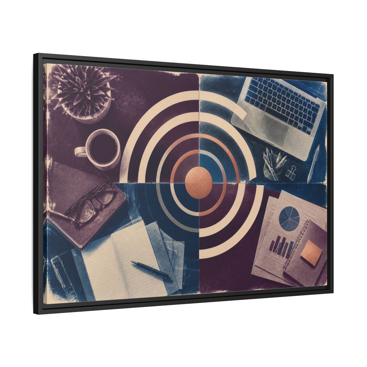Side Mockup 13. Office Desk Target shown as framed canvas print