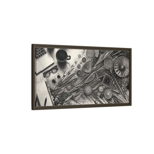 Main Mockup. Office Diatom Study shown as framed canvas print