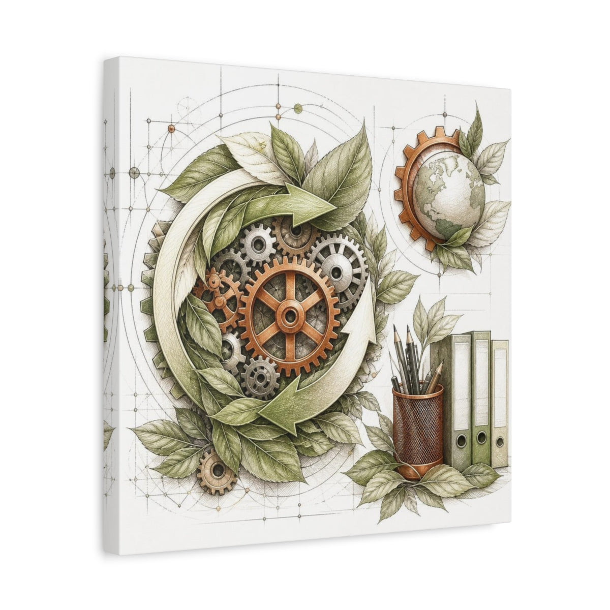 Side Mockup 6. Office Eco Gear System shown as canvas print