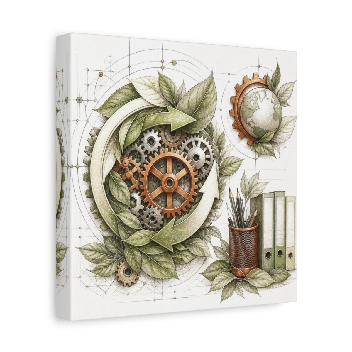 Side Mockup 9. Office Eco Gear System shown as canvas print