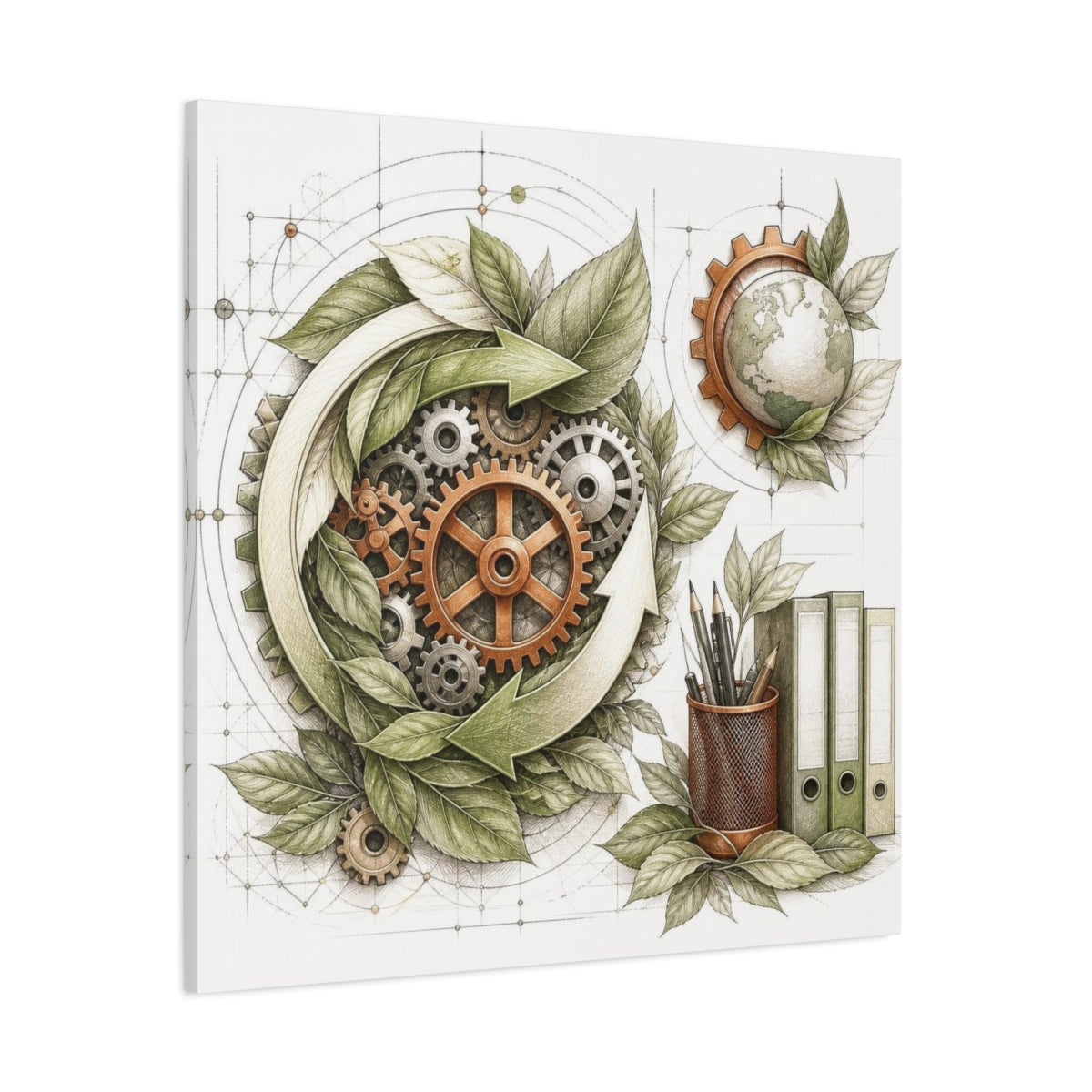 Side Mockup 1. Office Eco Gear System shown as canvas print