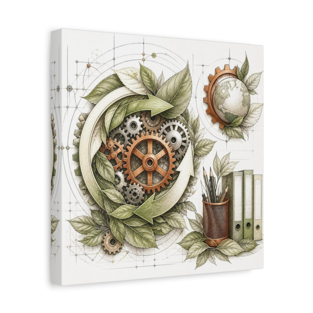 Side Mockup 8. Office Eco Gear System shown as canvas print
