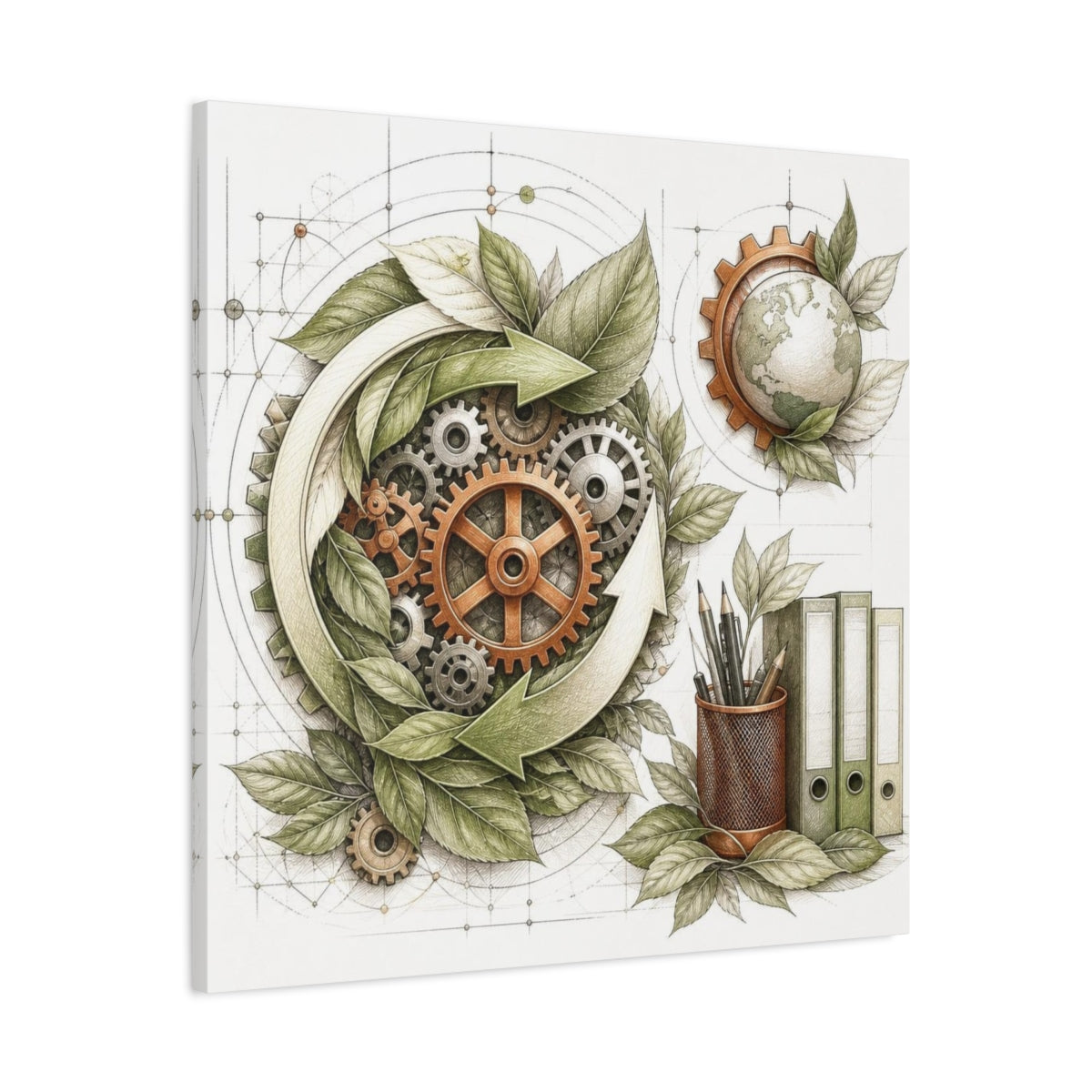 Side Mockup 3. Office Eco Gear System shown as canvas print