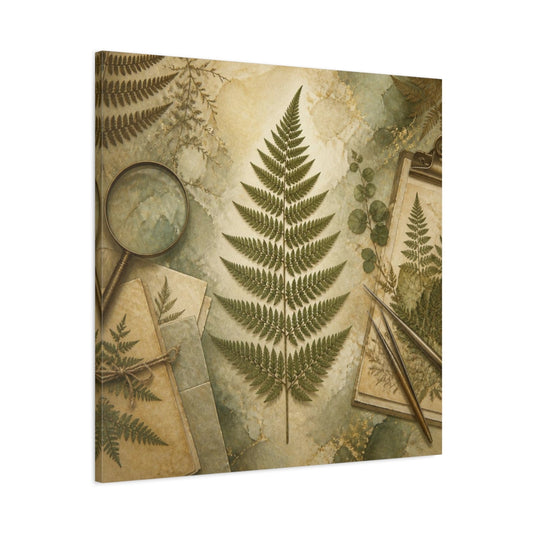 Main Mockup. Office Fern Herbarium shown as canvas print