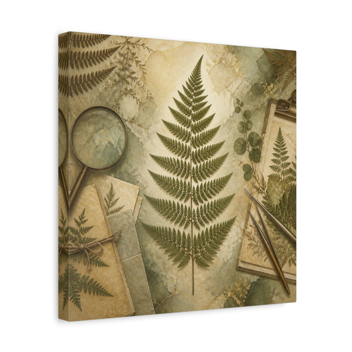 Side Mockup 7. Office Fern Herbarium shown as canvas print