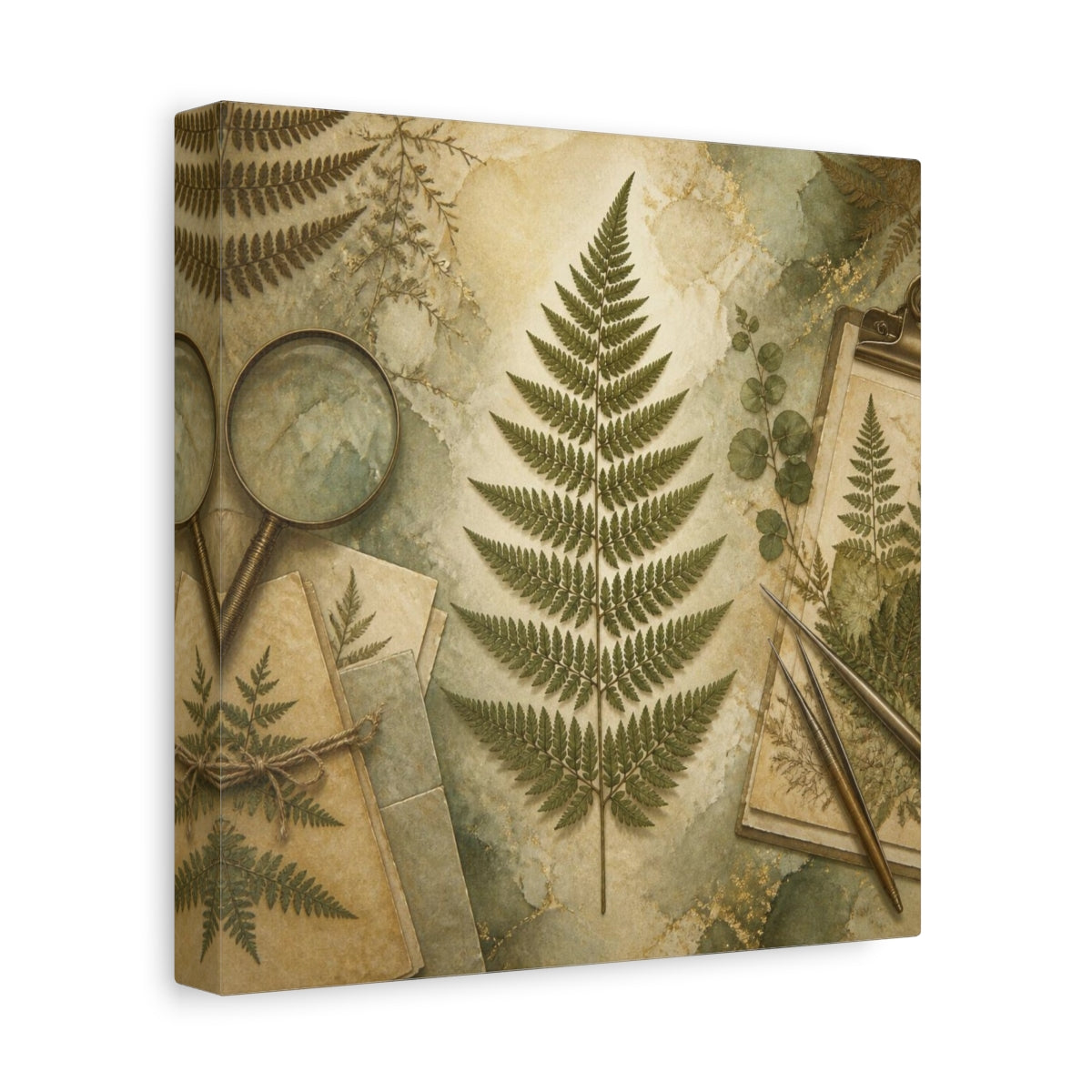 Side Mockup 9. Office Fern Herbarium shown as canvas print