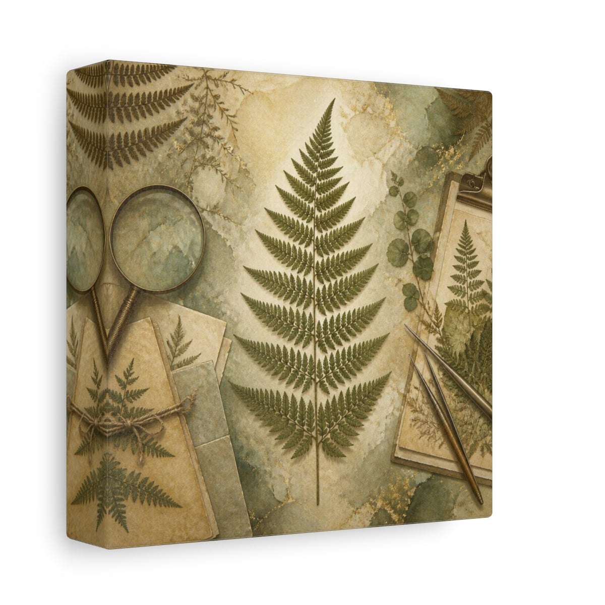 Side Mockup 2. Office Fern Herbarium shown as canvas print