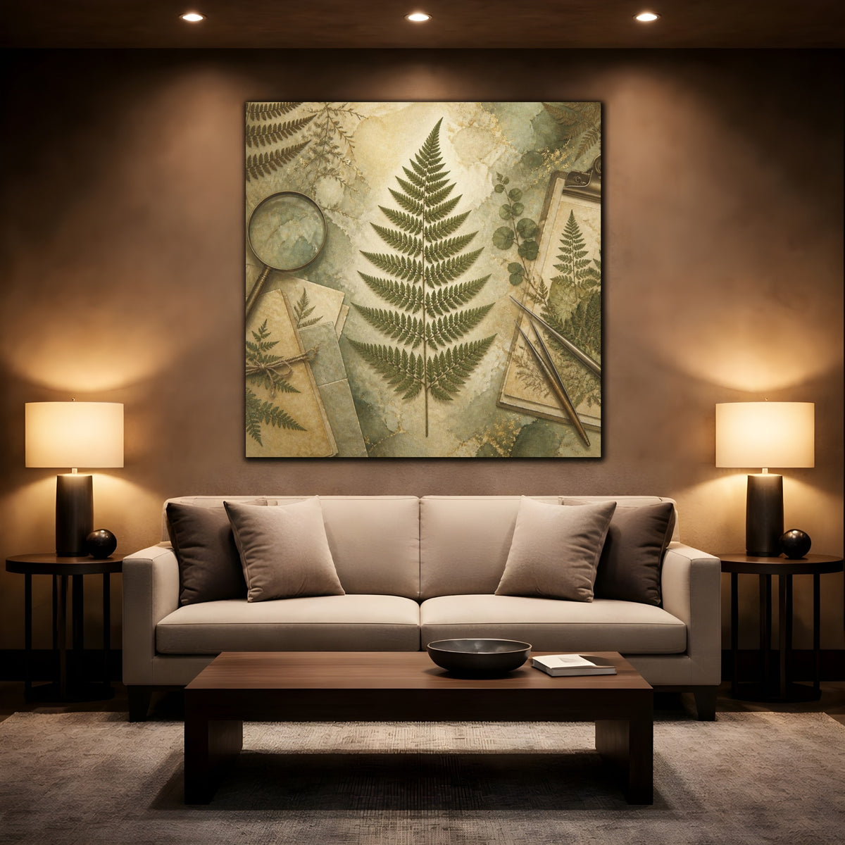 Mockup 2. Office Fern Herbarium shown as canvas print