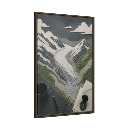 Main Mockup. Office Glacial Valley Map shown as framed canvas print
