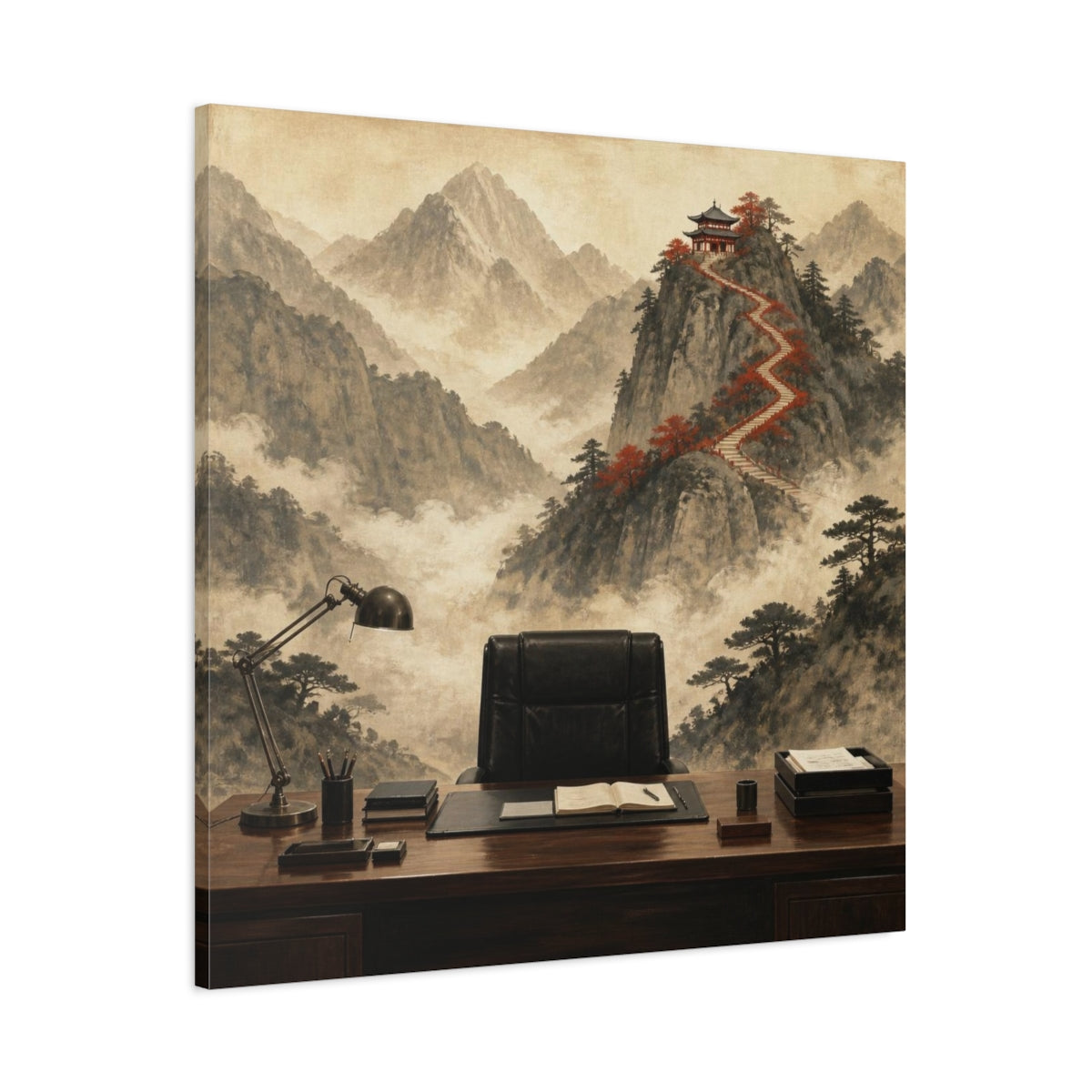 Main Mockup. Office Mountain Ascent shown as canvas print