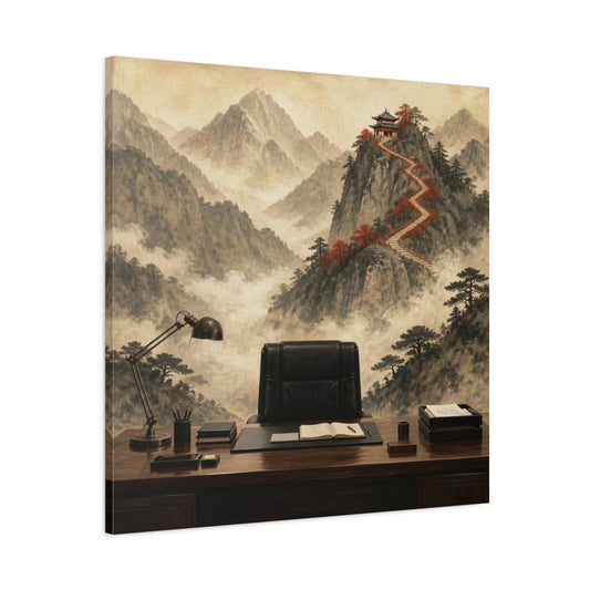 Main Mockup. Office Mountain Ascent shown as canvas print