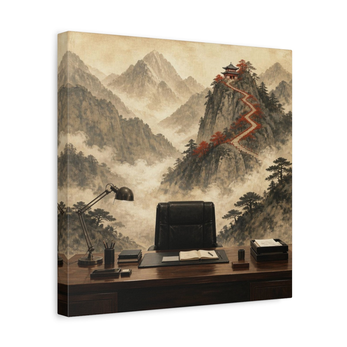 Side Mockup 7. Office Mountain Ascent shown as canvas print