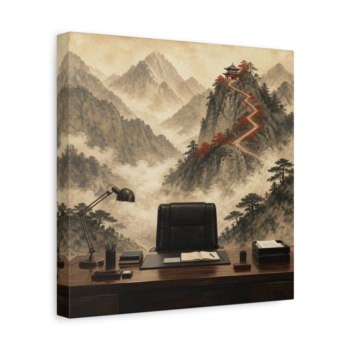 Side Mockup 8. Office Mountain Ascent shown as canvas print