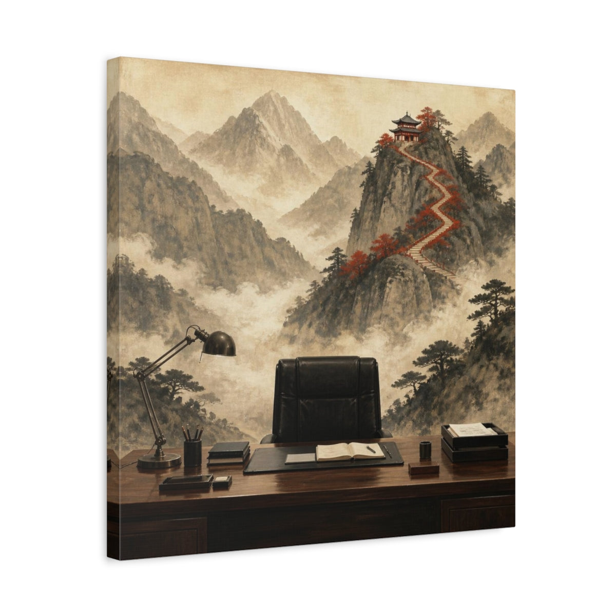 Side Mockup 5. Office Mountain Ascent shown as canvas print