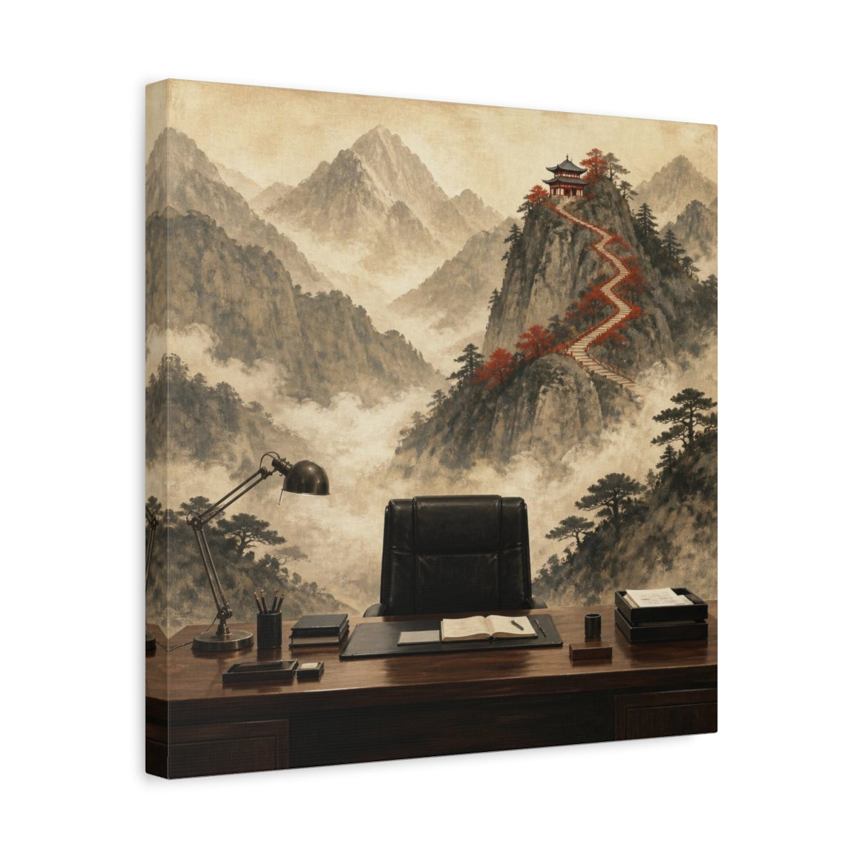 Side Mockup 6. Office Mountain Ascent shown as canvas print
