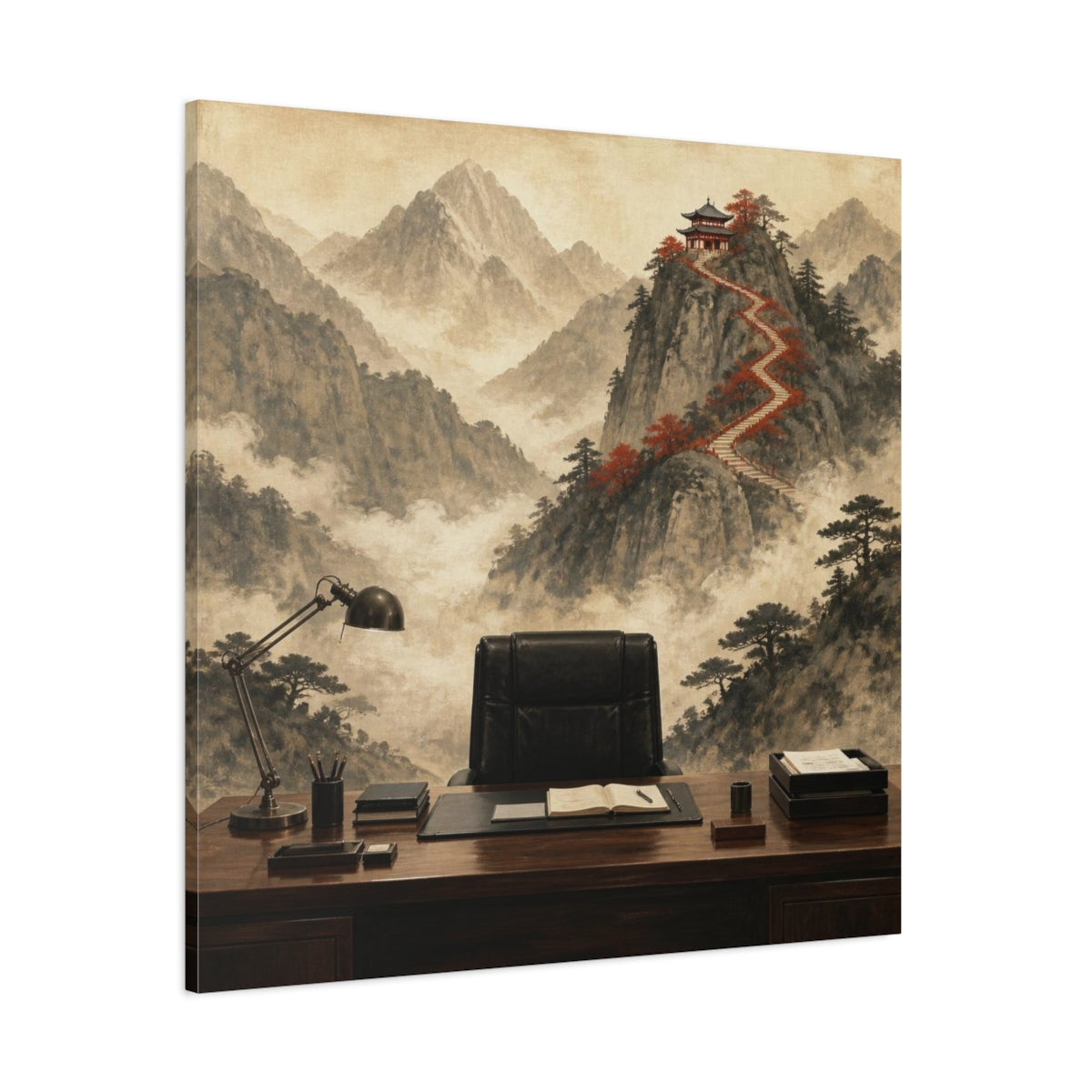 Side Mockup 1. Office Mountain Ascent shown as canvas print
