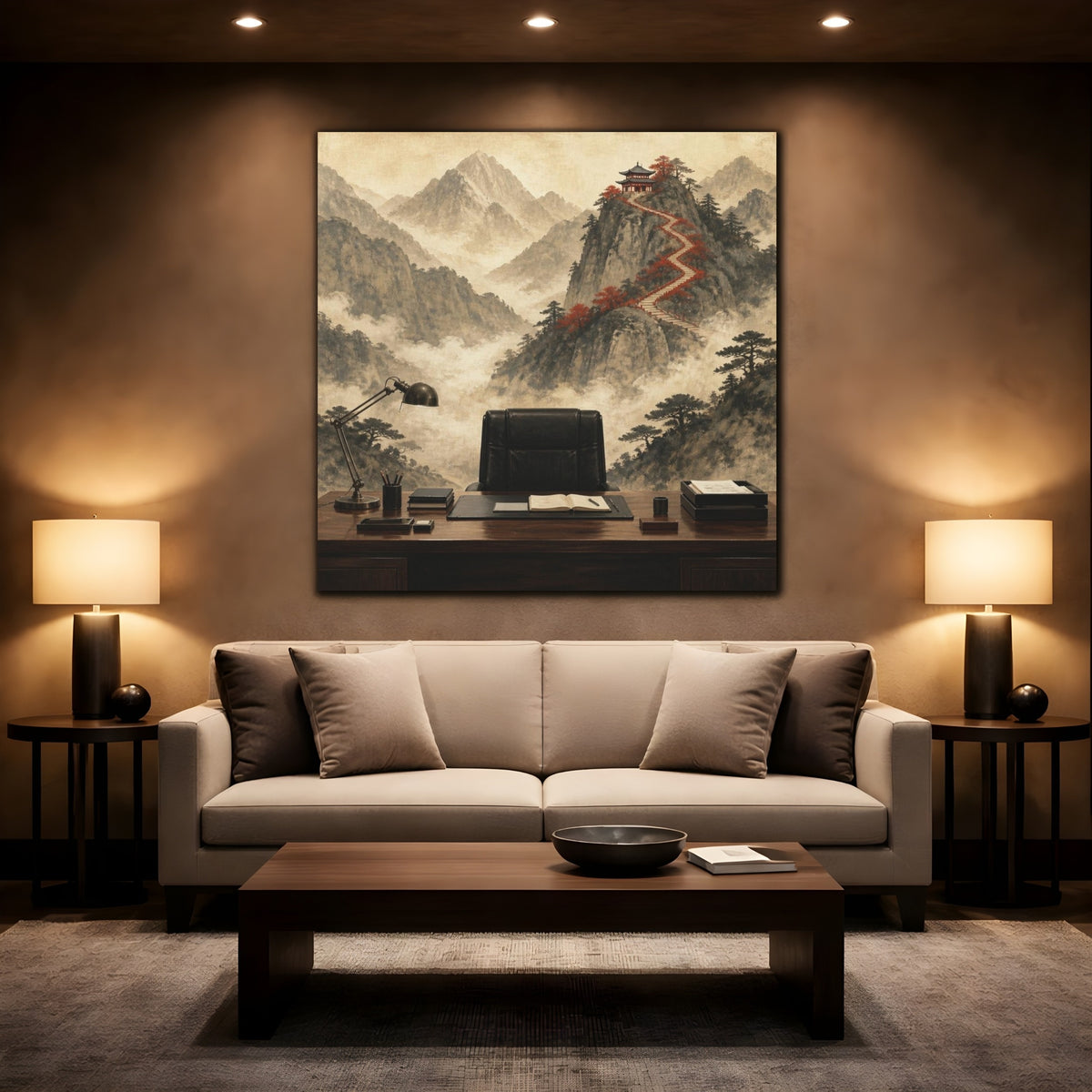Mockup 2. Office Mountain Ascent shown as canvas print