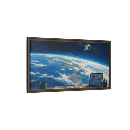Main Mockup. Office Satellite Over Earth shown as framed canvas print
