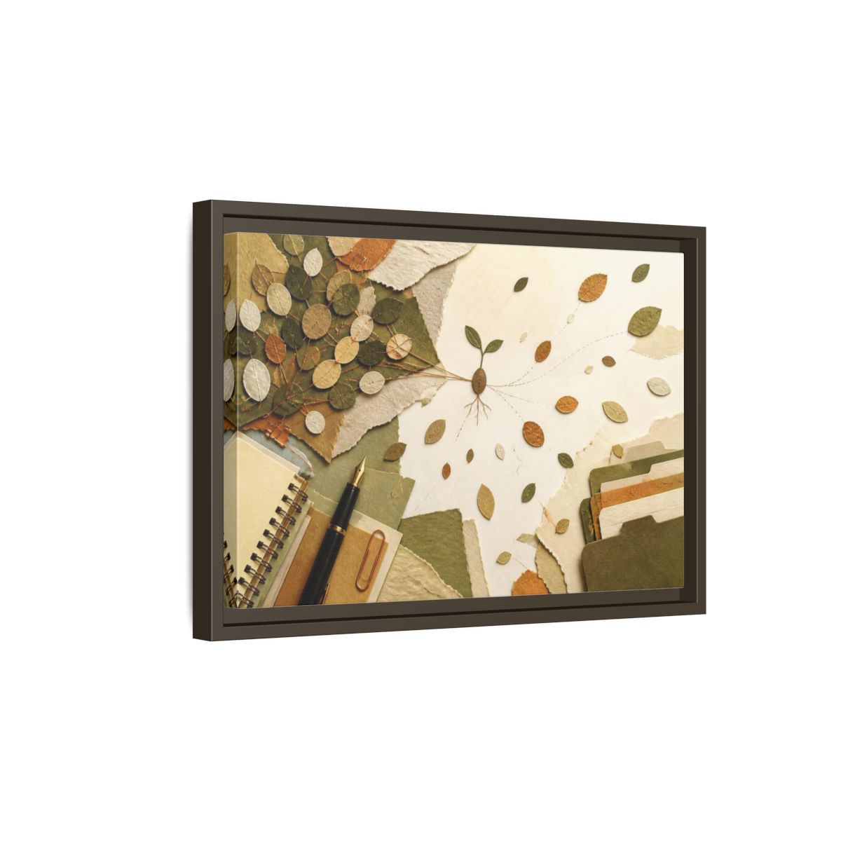 Side Mockup 5. Office Seedling Collage shown as framed canvas print