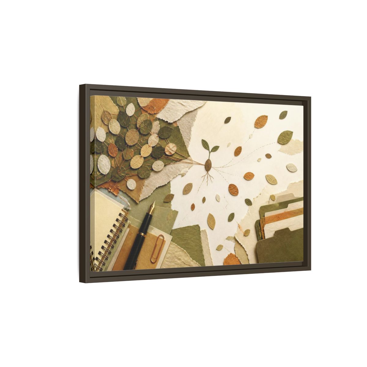 Side Mockup 2. Office Seedling Collage shown as framed canvas print
