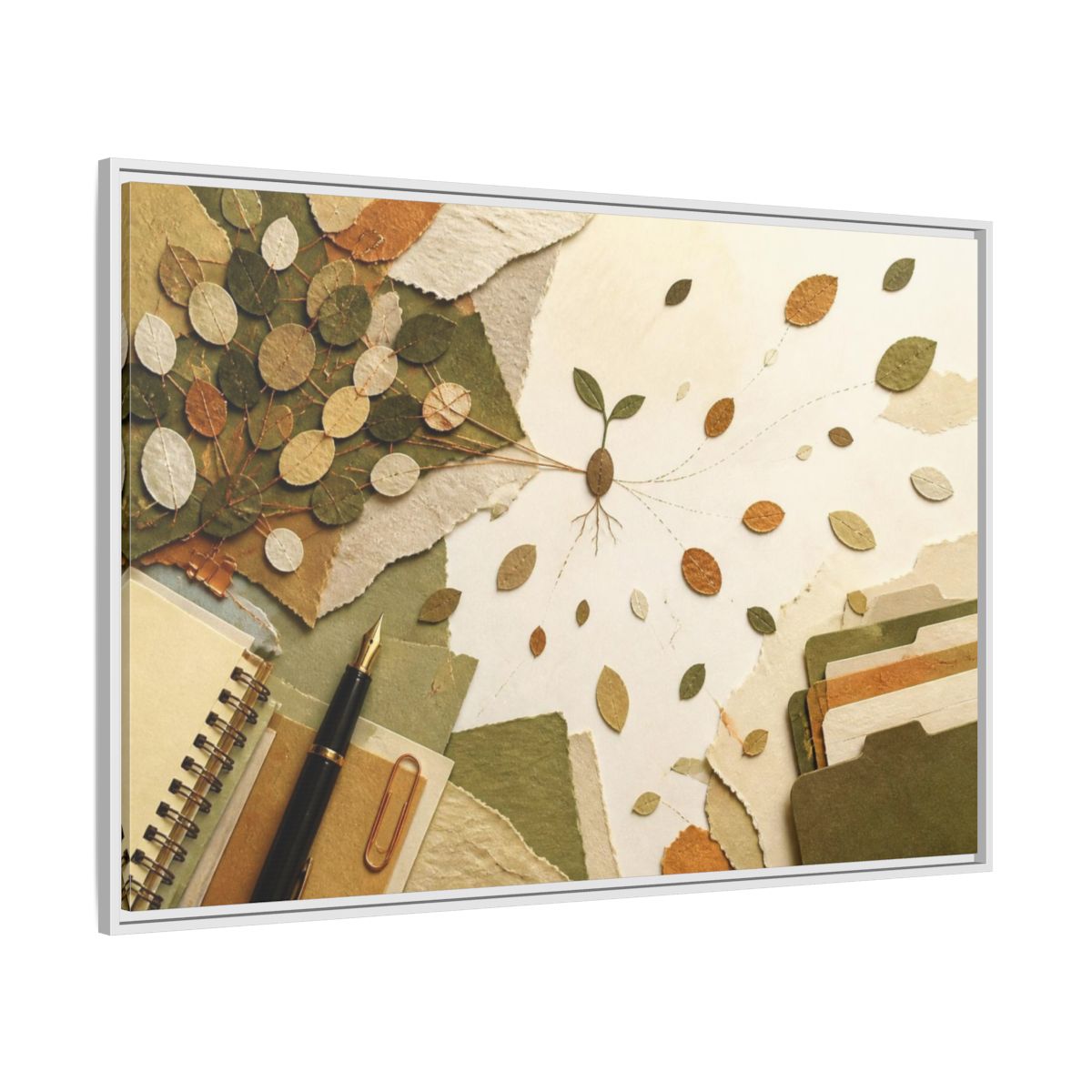 Side Mockup 7. Office Seedling Collage shown as framed canvas print