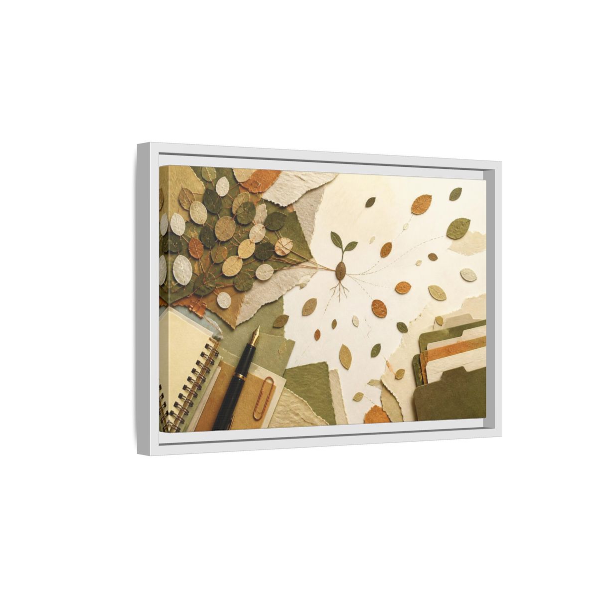 Side Mockup 4. Office Seedling Collage shown as framed canvas print
