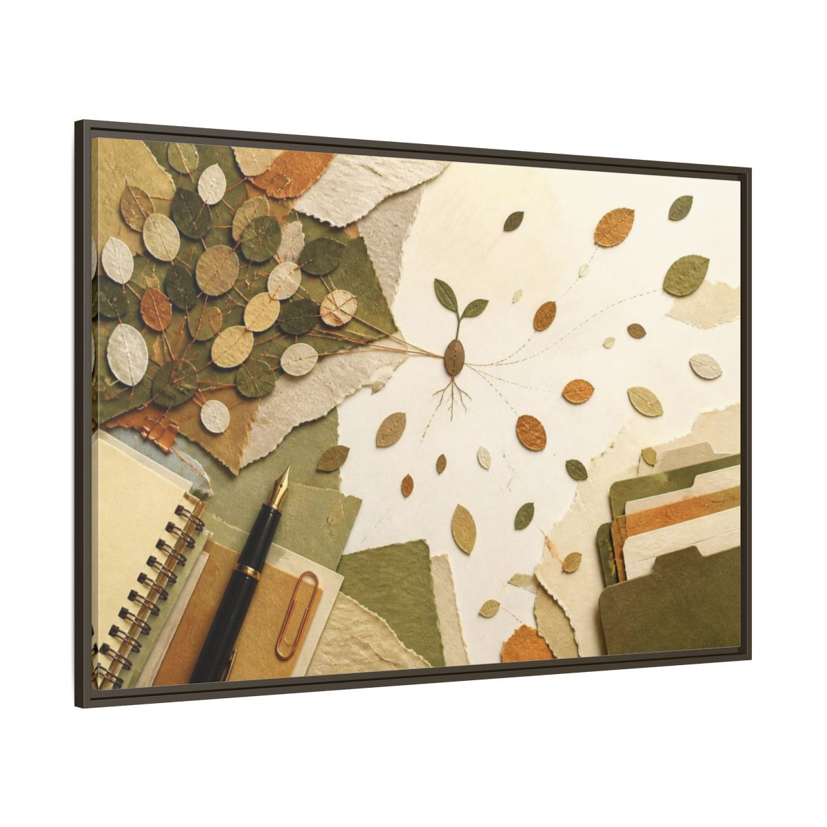 Side Mockup 8. Office Seedling Collage shown as framed canvas print