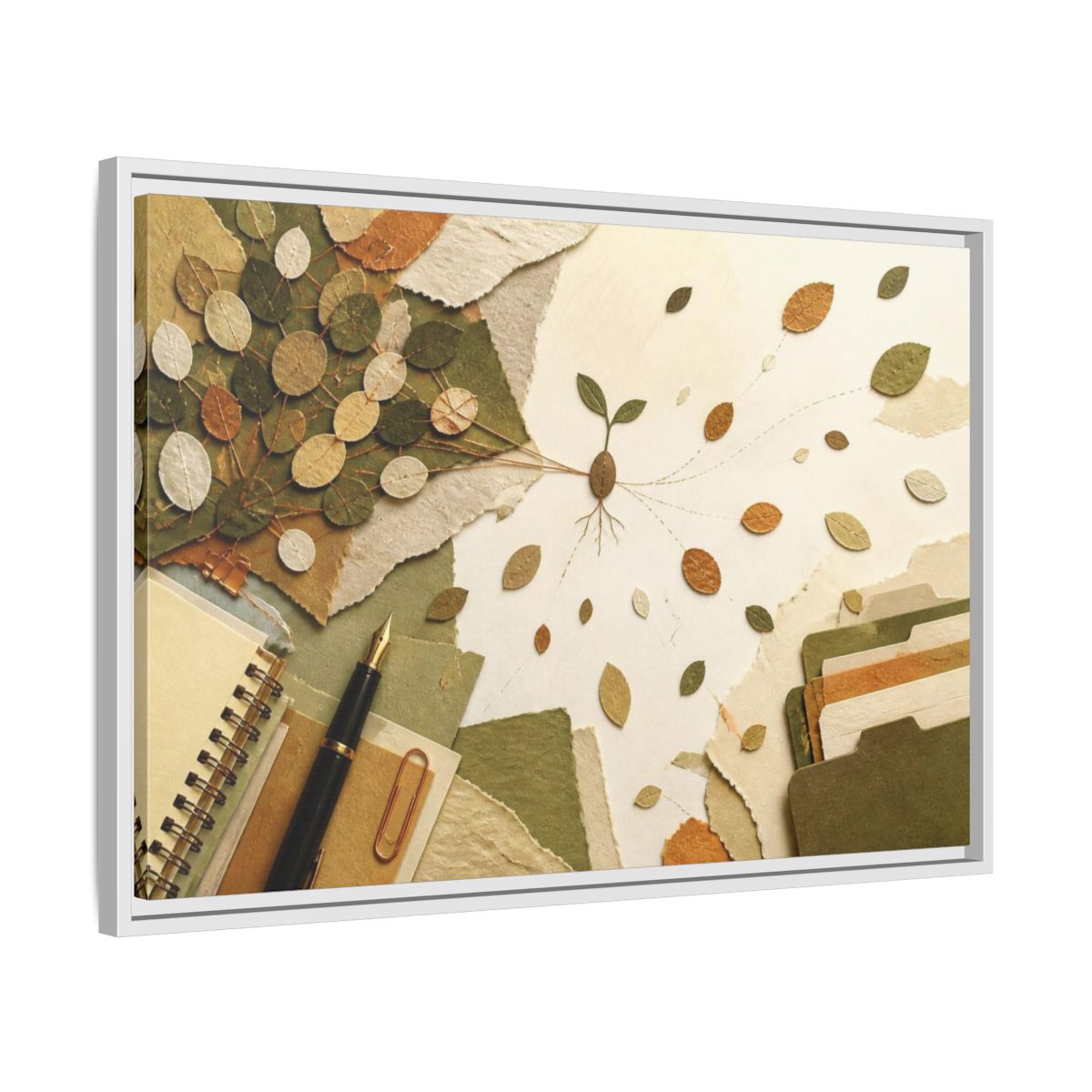 Side Mockup 10. Office Seedling Collage shown as framed canvas print