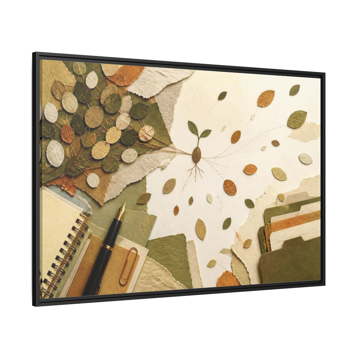 Side Mockup 12. Office Seedling Collage shown as framed canvas print