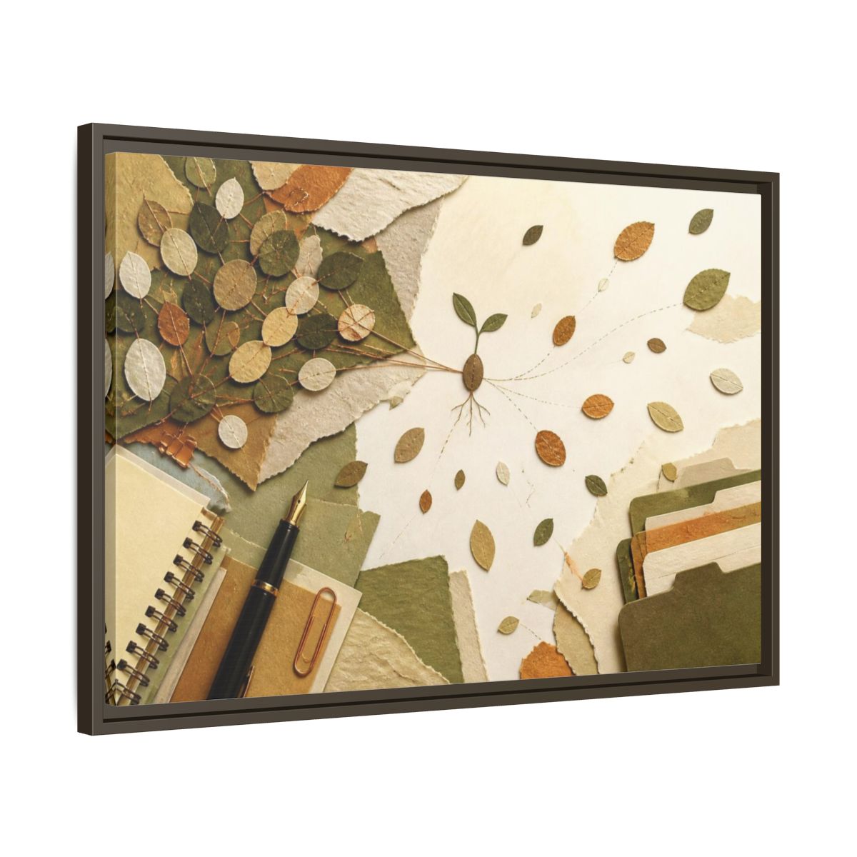 Side Mockup 11. Office Seedling Collage shown as framed canvas print