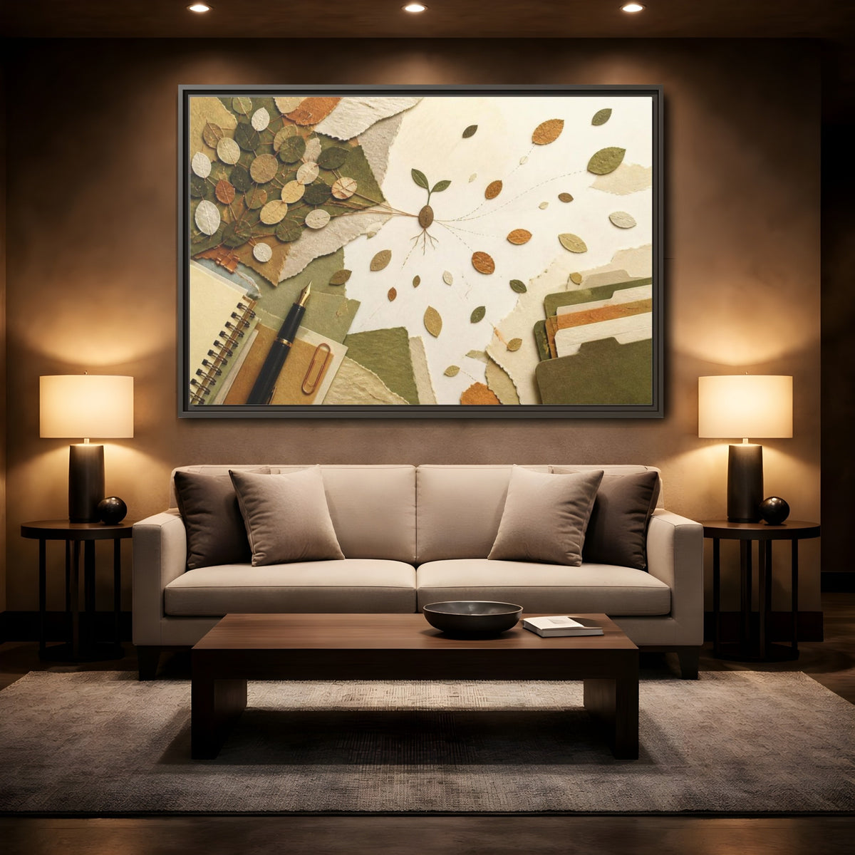 Mockup 2. Office Seedling Collage shown as framed canvas print