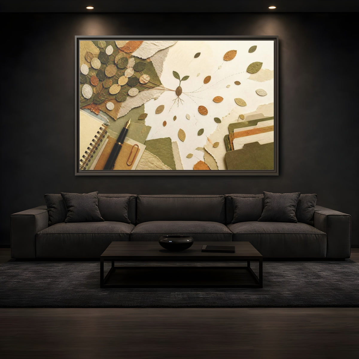 Mockup 3. Office Seedling Collage shown as framed canvas print