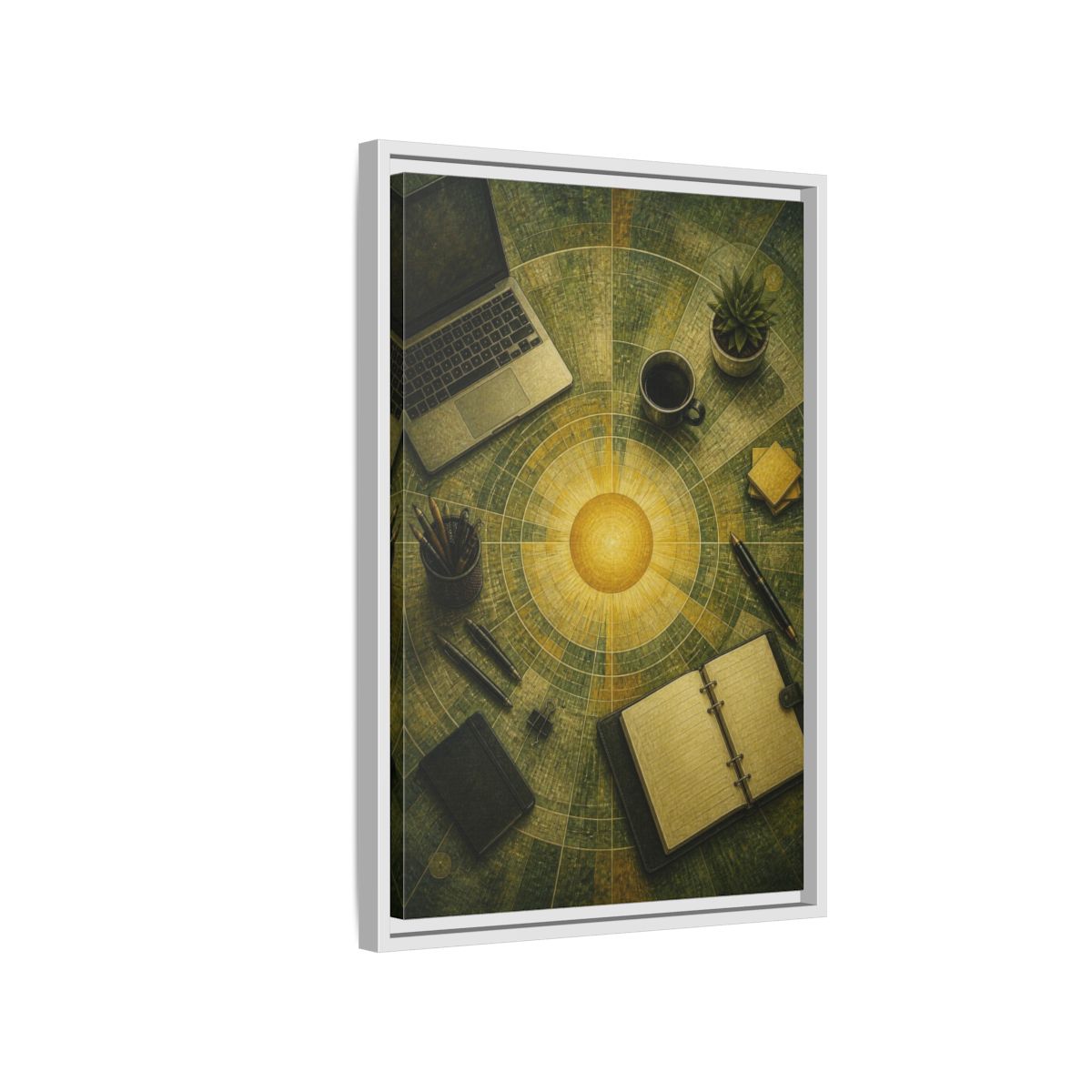Side Mockup 1. Office Solar Desk shown as framed canvas print